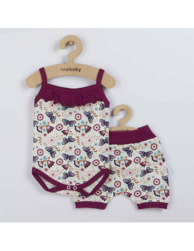 BN-42807,Set 2 piese pentru vara: pantaloni scurti, body cu volanas, Marime 68, Din bumbac 100%, New Baby, Little Girl