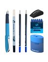 EAN-015777,Set stilou Schneider Wavy albastru, patroane, pic, creioane Carioca, radiera, ascutitoare Erichkrause