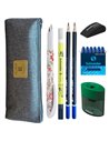 EAN-015708,Set stilou Schneider Voice gri/rosu, patroane, pic, creioane Carioca, radiera, ascutitoare Erichkrause