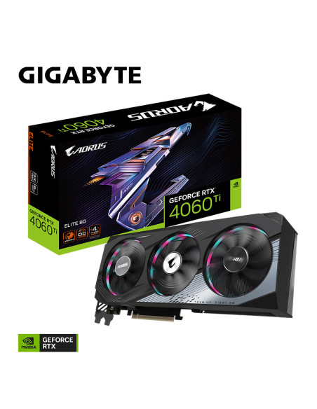 GV-N406TAORUS_E-8GD,GIGABYTE Video Card NVIDIA GeForce RTX 4060 Ti ELITE 8G (8G GDDR6/128bit, Core Clock 2655 MHz (Reference Car