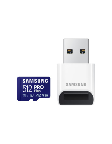 MB-MD512SB/WW,Samsung PRO Plus microSD 512GB Up to 180MB/s Read and 130MB/s Write speed with Class 10 4K UHD incl. Card reader 2