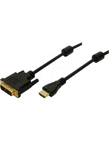 CH0013,ADAPTOR video Logilink, HDMI (T) la DVI-D(T), rezolutie maxima 2K FHD (1920 x 1200) la 60 Hz, conectori auriti, 3m, negru
