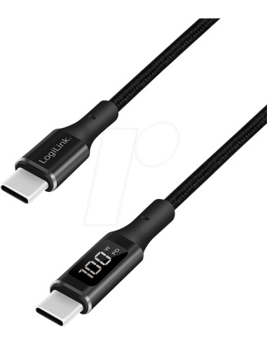 CU0181,CABLU alimentare si date LOGILINK, pt. smartphone, USB 2.0 Type-C (T) la USB Type-C (T), E-mark, PD, display, negru, 1m "