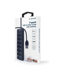 RY-UHB-U3P7P-01,HUB extern GEMBIRD, porturi USB: USB 3.1 x 7, conectare prin USB, cu on/off, cablu 0,24 m, negru, "UHB-U3P7P-01" 2