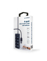 RY-UHB-U3P4P-01,HUB extern GEMBIRD, porturi USB: USB 3.1 x 4, conectare prin USB, cu on/off, cablu 0,24 m, negru, "UHB-U3P4P-01"