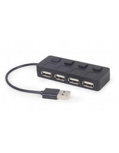 RY-UHB-U2P4-05,HUB extern GEMBIRD, porturi USB: USB 2.0 x 4, conectare prin USB, cu on/off, cablu 0.15 m, negru, "UHB-CM-U3P4-01