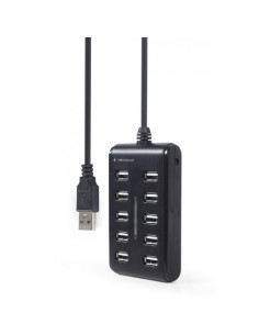 RY-UHB-U2P10P-01,HUB extern GEMBIRD, porturi USB: USB 2.0 x 10, conectare prin USB, cablu 0.8 m, negru, "UHB-U2P10P-01" - 871630