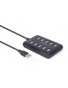 RY-UHB-U2P10P-01,HUB extern GEMBIRD, porturi USB: USB 2.0 x 10, conectare prin USB, cablu 0.8 m, negru, "UHB-U2P10P-01" - 871630 2