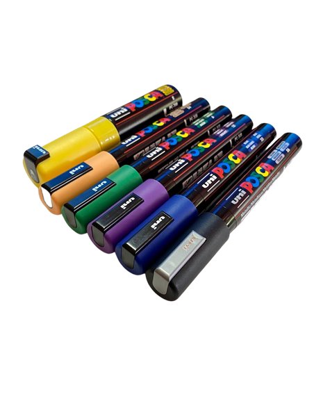 POS49-PC5M,Set 6 Markere UNI POSCA PC-5M, 1.8-2.5 mm, POS49