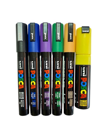 POS49-PC5M,Set 6 Markere UNI POSCA PC-5M, 1.8-2.5 mm, POS49