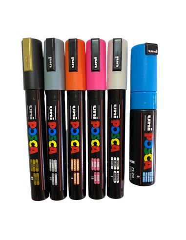 POS50-PC5M,Set 6 Markere UNI POSCA PC-5M, 1.8-2.5 mm, POS50