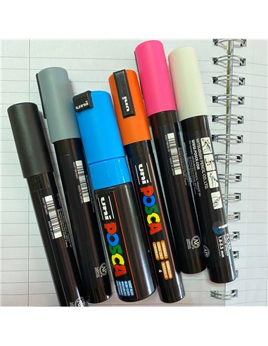POS50-PC5M,Set 6 Markere UNI POSCA PC-5M, 1.8-2.5 mm, POS50