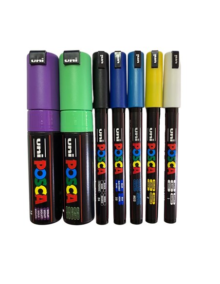POS51-PC1MR,Set 7 Markere UNI POSCA PC-1MR, 0.7 mm, POS51