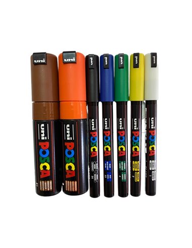 POS52-PC1MR,Set 7 Markere UNI POSCA PC-1MR, 0.7 mm, POS52