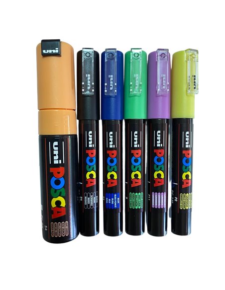 POS53-PC1M,Set 6 Markere UNI POSCA PC-1M, 0.7-1 mm, POS53