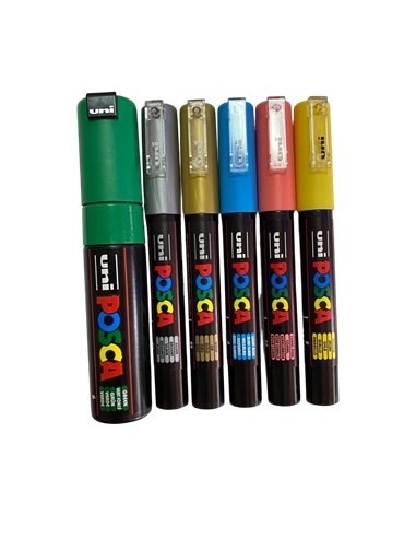 POS55-PC1M,Set 6 Markere UNI POSCA PC-1M, 0.7-1 mm, POS55