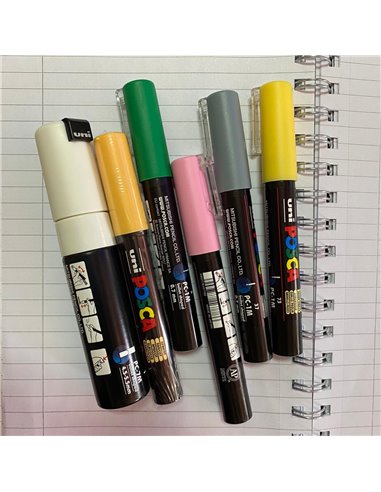 POS56-PC1M,Set 6 Markere UNI POSCA PC-1M, 0.7-1 mm, POS56
