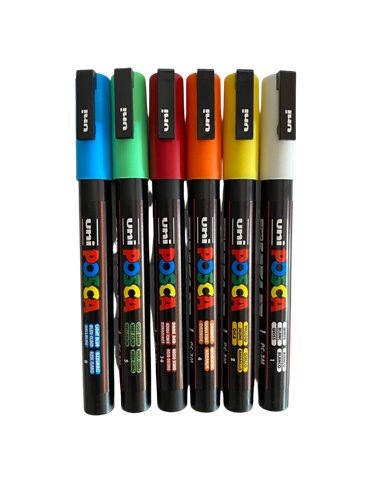 POS58-PC3M,Set 6 Markere UNI POSCA PC-3M, 0.9-1.3 mm, POS58