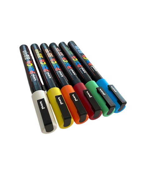 POS58-PC3M,Set 6 Markere UNI POSCA PC-3M, 0.9-1.3 mm, POS58