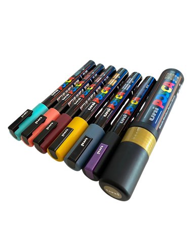 POS61,Set 7 Markere UNI POSCA PC-3M, PC-5M, PC-17K, POS61