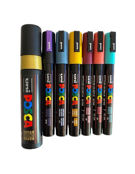 POS61,Set 7 Markere UNI POSCA PC-3M, PC-5M, PC-17K, POS61