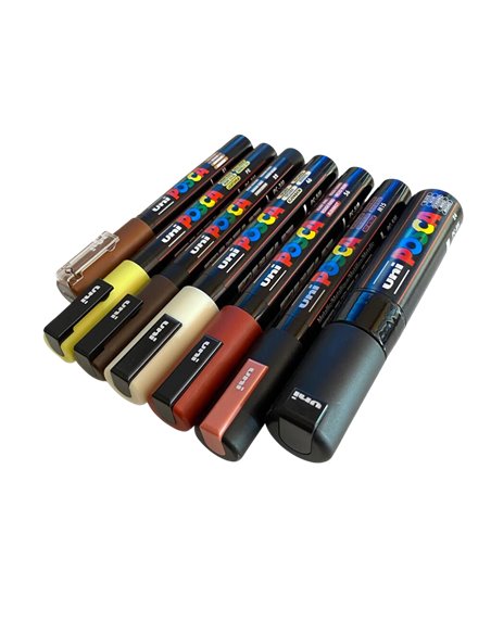 POS63,Set 7 Markere UNI POSCA PC-1M, PC-3M, PC-5M, PC-8K, POS63