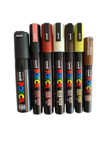 POS63,Set 7 Markere UNI POSCA PC-1M, PC-3M, PC-5M, PC-8K, POS63