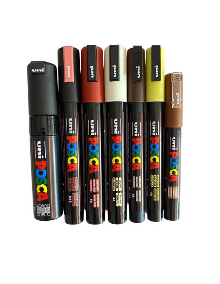 POS63,Set 7 Markere UNI POSCA PC-1M, PC-3M, PC-5M, PC-8K, POS63