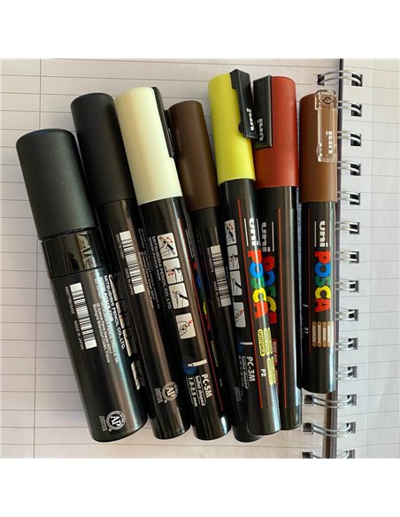 POS63,Set 7 Markere UNI POSCA PC-1M, PC-3M, PC-5M, PC-8K, POS63