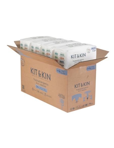 KKS4NAPPIESCASE,Scutece Hipoalergenice Eco Kit&Kin, Marimea 4, 9-14 kg, 128 buc