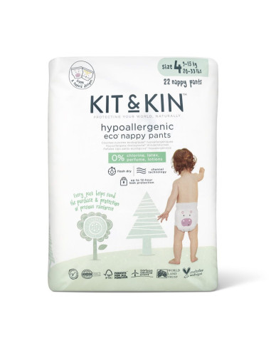 KKS4PANTSCASE,Scutece Hipoalergenice Eco Kit&Kin Pull Up Maxi, Marimea 4, 9-15 kg, 132 buc