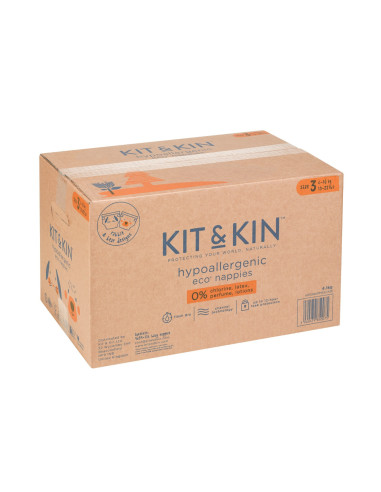 KKS3NAPPIESCASE,Scutece Hipoalergenice Eco Kit&Kin, Marimea 3, 6-10 kg, 128 buc