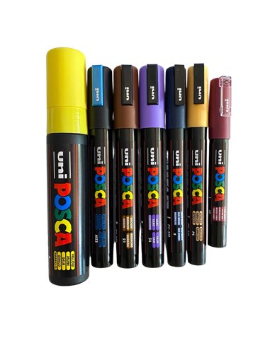 POS60,Set 7 Markere UNI POSCA PC-1M, PC-3M, PC-5M, PC-17K, POS60