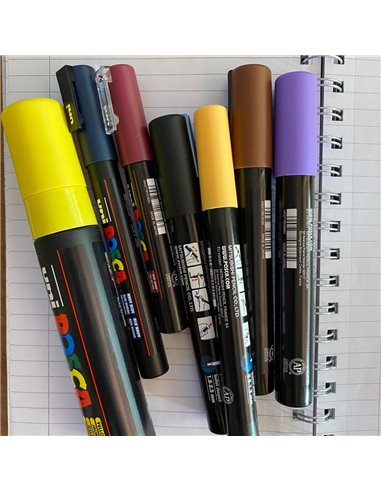 POS60,Set 7 Markere UNI POSCA PC-1M, PC-3M, PC-5M, PC-17K, POS60