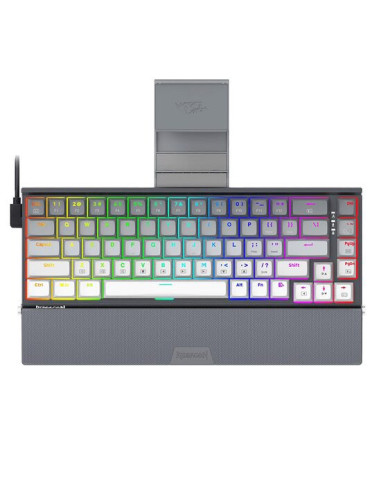 K641G-GW-RGB-PRO_RD,Tastatura gaming mecanica Bluetooth cu si fara fir Redragon Shaco PRO gri iluminare RGB