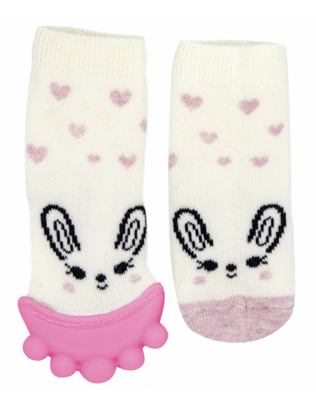 UP-bj_6521,Sosete cu accesoriu dentitie BabyJem Teether Socks (Culoare: Roz)