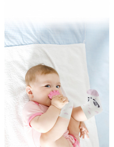 UP-bj_6521,Sosete cu accesoriu dentitie BabyJem Teether Socks (Culoare: Roz)