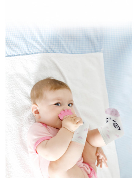 UP-bj_6521,Sosete cu accesoriu dentitie BabyJem Teether Socks (Culoare: Roz)