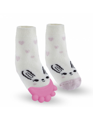 UP-bj_6521,Sosete cu accesoriu dentitie BabyJem Teether Socks (Culoare: Roz)