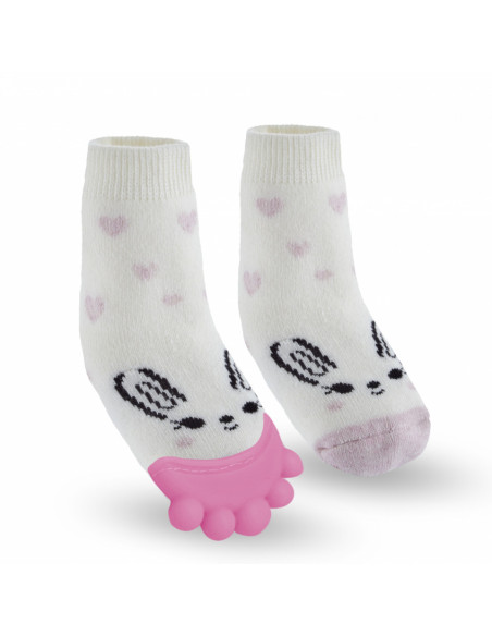 UP-bj_6521,Sosete cu accesoriu dentitie BabyJem Teether Socks (Culoare: Roz)