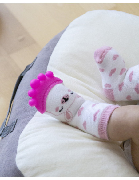 UP-bj_6521,Sosete cu accesoriu dentitie BabyJem Teether Socks (Culoare: Roz)
