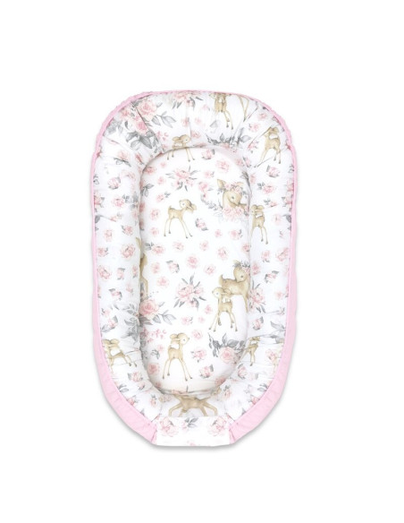 BN-6426972005814,MimiNu - Cosulet bebelus pentru dormit cu doua fete, Baby Nest 105x66 cm, Husa 100% bumbac si catifea moale, Ma