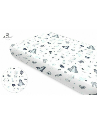 BN-6426972009119,MimiNu - Cearceaf cu elastic pentru patut 140X70 cm, Din bumbac certificat Oeko Tex Standard 100, Baby Shower B