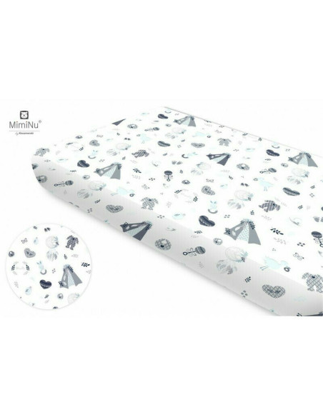 BN-6426972009119,MimiNu - Cearceaf cu elastic pentru patut 140X70 cm, Din bumbac certificat Oeko Tex Standard 100, Baby Shower B
