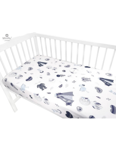 BN-6426972009119,MimiNu - Cearceaf cu elastic pentru patut 140X70 cm, Din bumbac certificat Oeko Tex Standard 100, Baby Shower B