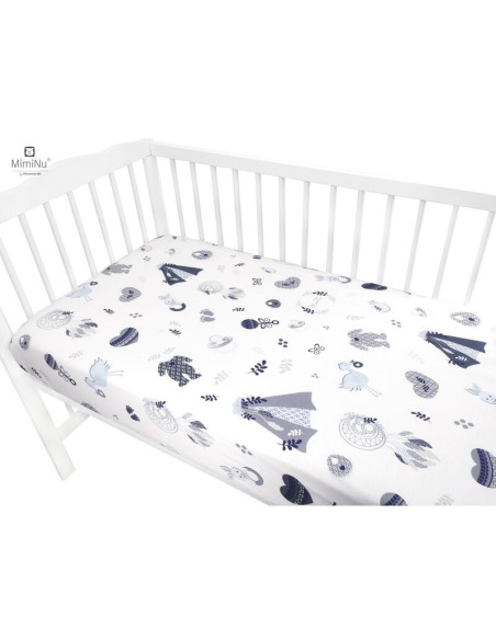 BN-6426972009119,MimiNu - Cearceaf cu elastic pentru patut 140X70 cm, Din bumbac certificat Oeko Tex Standard 100, Baby Shower B