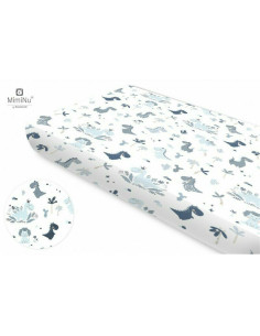 BN-6426972009201,MimiNu - Cearceaf cu elastic pentru patut 140X70 cm, Din bumbac certificat Oeko Tex Standard 100, Dino Granat 2