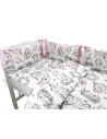 BN-6426972015431,Qmini - Lenjerie patut 3 piese, Cu protectie laterala, Din bumbac certificat Oeko Tex Standard 100, Pentru patu