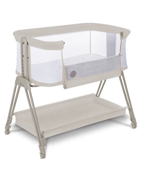 BN-LO-LUNA_BEIGE_SAND,Lionelo - Patut co-sleeper Luna, 2 in 1, Cu laterala culisanta, Cu setare unghiulara, Cu roti, Reglabil in