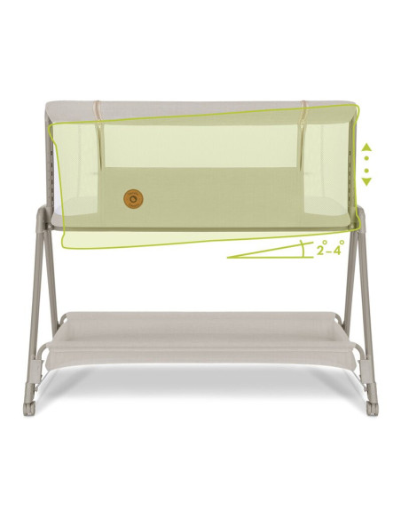 BN-LO-LUNA_BEIGE_SAND,Lionelo - Patut co-sleeper Luna, 2 in 1, Cu laterala culisanta, Cu setare unghiulara, Cu roti, Reglabil in